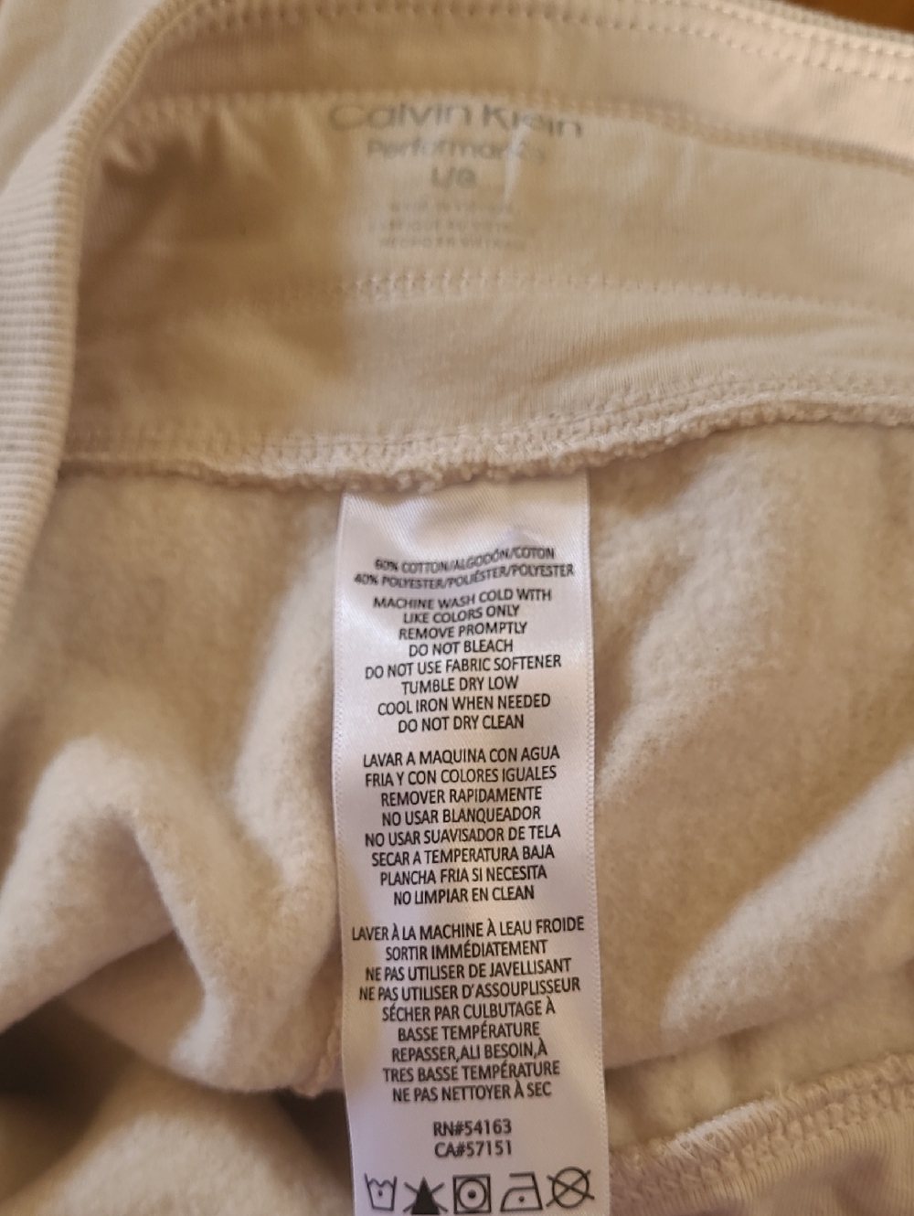 Calvin Klein Performance Cream Joggers with Black Logo Accent - Picture 5 of 5